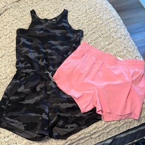 Athleta Romper and Heart the Hustle Shorts